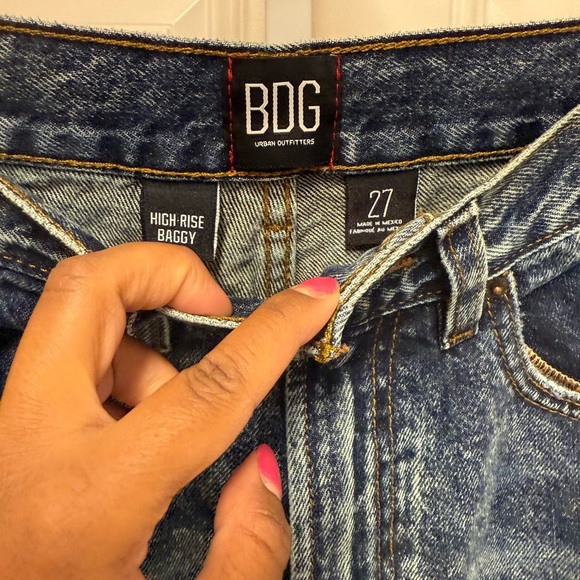 Urban Outfitters BDG High Rise waisted Baggy Jeans blue acid wash Distressed 27 - Picture 5 of 8